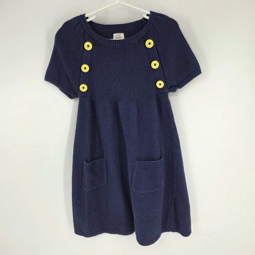 Mini Boden Girls Navy Blue Cashmere Blend Knit Sweater Dress Size 9-10Y